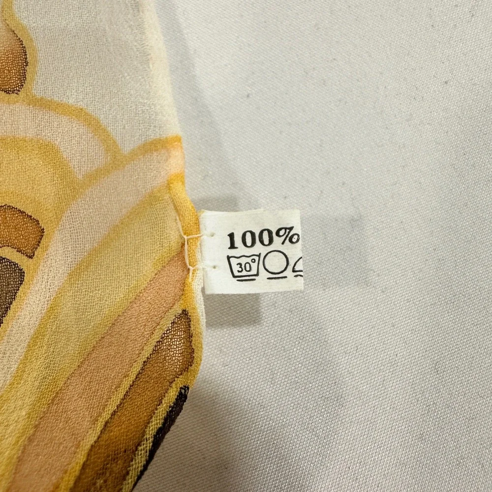 Vintage 100% Silk Scarf Chinoiserie Children Playing Print Ivory Multi 67x20
